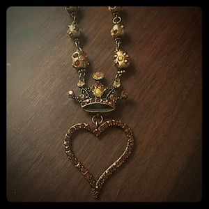 Heart and crown necklace
